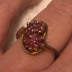 Ruby cluster ring. Size 6. Antique.